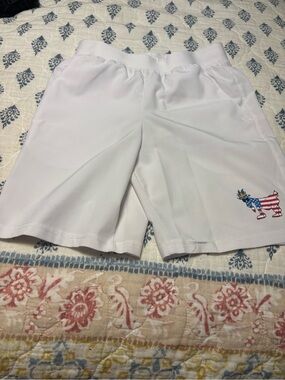 Kids' White Athletic Shorts with Patriotic GOAT Graphic GOAT Brand